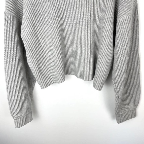 Lunya Cozy Cotton Silk Reversible Ribbed Pullover Sweater Mellow Grey Heather - Picture 12 of 15